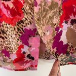 Cache Women's Pink Floral Leopard Print Button Front Tunic Blouse Top Size Large Photo 5