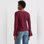 Loft  Floral Lace Godet Sleeve Top, Magenta, Size S, NWT Photo 2