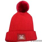 Love Your Melon  Adult Miami hawks Pom Beanie in Red Photo 1