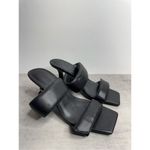 Open Edit  Sandals Size 7.5 Qarly Heeled Black Open Square Toe Slip On Heels Photo 2