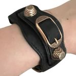 Balenciaga  Arena Giant Black Leather  Rose Gold Bracelet Small $230 Photo 0