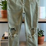 Free People Mid-Rise Distressed Camo Green Stretch Denim Ankle Jeans, 31 Photo 0