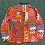 Flashback Art to Wear REVERSIBLE Colorful Floral Festival Jacket Boho Patchwork Blue Size M Photo 5