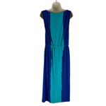 Calvin Klein  Tie Dye Scoop Neck Midi Dress Waist Tie Blue Green Size 4 Photo 7