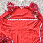 Anthropologie Allison New York Red Floral Flutter Tassel Sleeve Wrap Mini Dress Photo 4