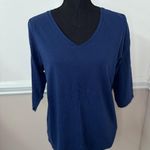 Hue V-Neck Navy 3/4 Sleeve Blouse Size Large Photo 0