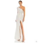 Mac Duggal  93735 Pearl Embellished Soft Tie One Shoulder Gown White Photo 2