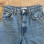 ZARA  High Rise Full Length Jeans Wide Leg Straight Distressed Ripped Knee Sz 2 Photo 4