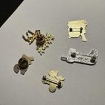 Christmas Holiday Brooch Pins Lot Of 4 Santa Claus JOY Reindeer Stocking Candy Photo 9