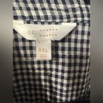 LC Lauren Conrad  Plus Blouse Gingham Plaid Knot-Hem Button-Up XXL black/white Photo 4