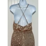 Lulus Lulu’s‎ My Muse Rose Gold Sequin Maxi Dress Gown Criss Cross Back Sleeveless XS Photo 11