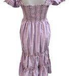 o.p.t Serenette Square Neck Smocked Gingham Midi Dress Purple Pink Size Large Photo 1