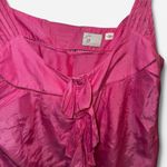 Anthropologie  NWOT Barbie Pink silk tank top with ruffles and tie Photo 3