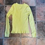 Aerie NEW  Women’s Ribbed Henley Shirt Size M Ribbed Long Sleeve Yellow/Green Photo 7