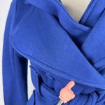 Blue Hooded Double Breasted Trench Coat Womens Size Small Casual Retro Fashion Photo 3