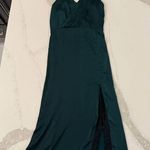 ZARA NWT Satin Lace Asymmetrical Midi Slip Dress Womens Medium EmeraldGreen Sexy Photo 0