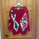IZOD Vintage Size XL Oversized Chunky Red Christmas Holiday Cardigan Sweater. Photo 1