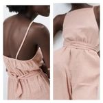 ZARA NWT Women's Gauzy Tie Waist Jumpsuit Pink Rose Small Minimalist Textured Photo 2