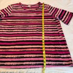 Blair  Shades of Pink Black Striped Shirt Women’s Size XL Short Sleeve Photo 5