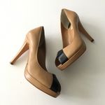 Max Studio Leather Peep-toe Heels Nude/Black Platform Womens Size 6M Work Photo 0