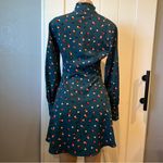 Who What Wear  S Mock Neck A-Line Teal/Blue Dot Print Long Sleeve Photo 5