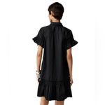 J.Crew  Amelia Cotton Poplin Shirt Dress in Black Size XXS Mini Ruffled Photo 3
