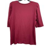 Ophelia Roe  Women's XL Maroon Textured 3/4 Sleeve Ruched Knit Sleeve Top Blouse Photo 4