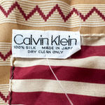 Calvin Klein  Red Tan Beige Vintage Silk Japan Multi Square Stripe Scarf With Tag Photo 4