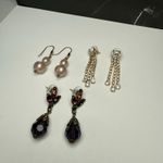 Dangle Drop Pierced Earrings Lot Of 3 Rhinestone Mix Some Bead Photo 13