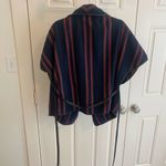 BB Dakota  Women's Striped Poncho in Navy and Red | Multicolor Striped Shawl Photo 4