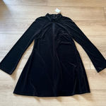 Likely NWT  Black Velvet Turtleneck Keyhole A-Line Long Sleeve Dress Size 12 Photo 0