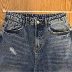 SheIn  Tapered Leg Denim Jeans Women's Medium Blue Whisker High Rise Distressed Photo 5