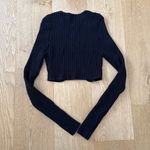 White Fox Boutique White Fox Top Long Sleeve Ribbed Round Neck Size M Black Photo 2