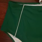 Cupshe NEW High Waist Dark Green White Piping Bikini Bottom Preppy Taylor Swift Photo 2