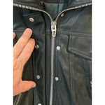 BLANKNYC Faux Leather Jacket Womens Size Small Dark Green Full Zip Snap Cropped Photo 6