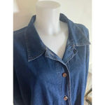 Blair Vintage‎ 90’s  Blue Denim Embroidered Floral Jean Shacket Top Plus Size XL Photo 3