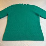J.Crew Italian Cashmere Cable Knit Crewneck Sweater Green 3/4 Sleeve Size S Photo 3