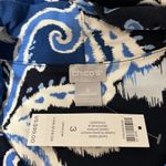 Chico's Womens Size 18 Blue White Paisley Sleeveless Stretch V Neck Midi Dress Photo 2