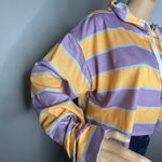 Zaful NWT Striped Cropped Hoodie Shirt Lavender and Yellow Size XL Photo 3