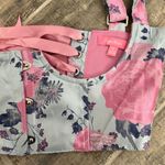 Dolls Kill Sugar Thrillz Underbust Corset Top Light Blue Pink Floral Lace Up Bustier Size S Photo 3