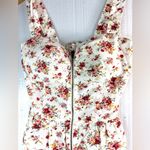 Mind Code  M Y2K Feminine Smocked Cotton Sleeveless Floral Fitted Zip Front Top Photo 1