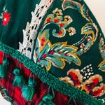 Susan Bristol Vintage  Christmas Red Green Patchwork Vest Corduroy Plaid Tassels Photo 8