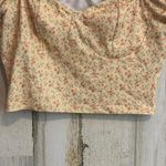 *Women's Size Small Floral Puff Sleeve Crop Top Summer Spring Chic Yellow Photo 3