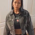 Michael Kors Grey Crop Denim Jacket Size M New Gray Size M Photo 0