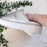 Anthropologie Maeve Puffy Platform Silver Slippers Sz L Photo 5