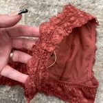 Free People Coral Rust Orange Galloon Lace Plunge V Neck Halter Dainty Bralette Photo 8