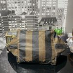 Fendi Authentic  Pequin Striped Tote Bag Leather Handles Photo 5