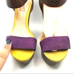 Schutz "CASEY" PURPLE AND YELLOW SUEDE PLATFORM ANKLE STRAP WEDGE HEELS (7) Photo 5