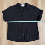 Cloth & Stone Textured Plaid Short Sleeve Button Down Shirt Size Small Black Photo 5