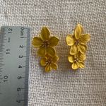 1 Pair Yellow Double‎ Layer Flower Stud Earrings Photo 4